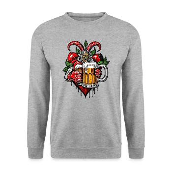 I love beer - Unisex Sweatshirt - salt & pepper - Front - Alina (178cm) & Michal (187cm)