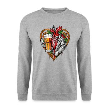 I love beer - Unisex Sweatshirt - salt & pepper - Front - Alina (178cm) & Michal (187cm)