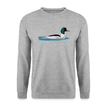 Gänsesäger - Unisex Pullover - Weißgrau meliert - Vorne - Alina (178cm) & Michal (187cm)