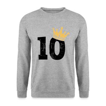 10 Krone 10. Geburtstag 10 Jahre - Unisex Pullover - Weißgrau meliert - Vorne - Alina (178cm) & Michal (187cm)
