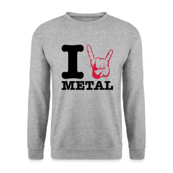 I love Metal! Horns - Unisex Sweatshirt - salt & pepper - Front - Alina (178cm) & Michal (187cm)