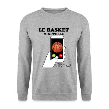 Le Basket M'Appelle Cadeau Basketteur - Sweat-shirt Unisexe - gris chiné - Devant - Alina (178cm) & Michal (187cm)