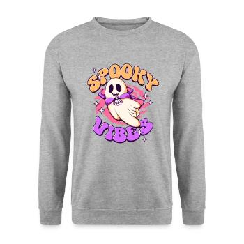 Ambiance effrayante Halloween fantôme - Sweat-shirt Unisexe - gris chiné - Devant - Alina (178cm) & Michal (187cm)