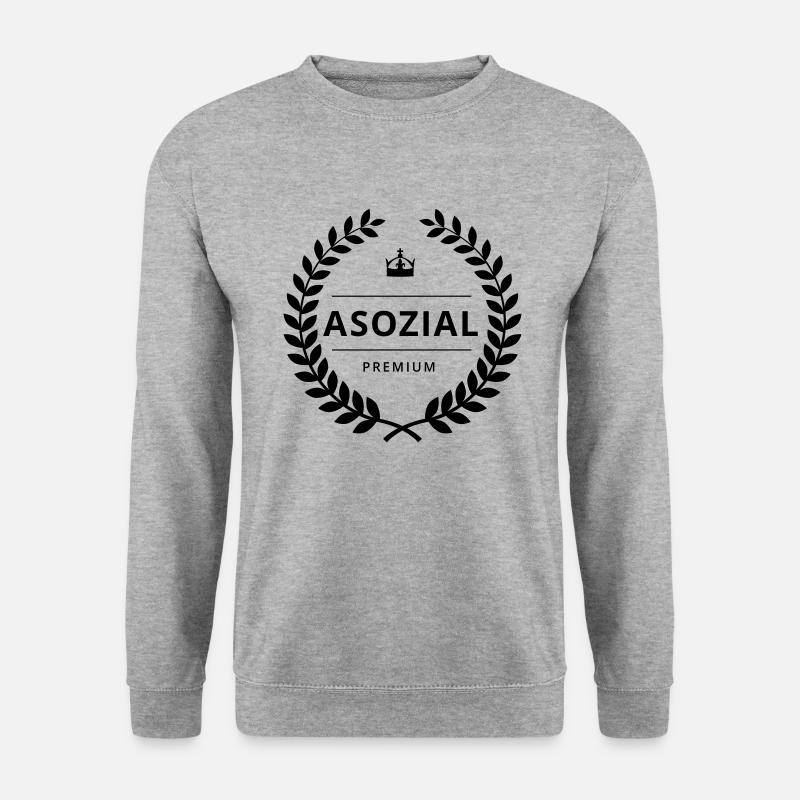 ASOZIAL PREMIUM - Badge - Unisex Pullover - Weißgrau meliert