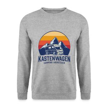 Kastenwagen Camping Abenteuer - Unisex Pullover - Weißgrau meliert - Vorne - Alina (178cm) & Michal (187cm)