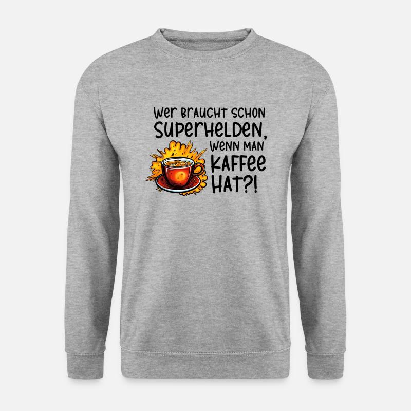 Superhelden Kaffe - Unisex Pullover - Weißgrau meliert