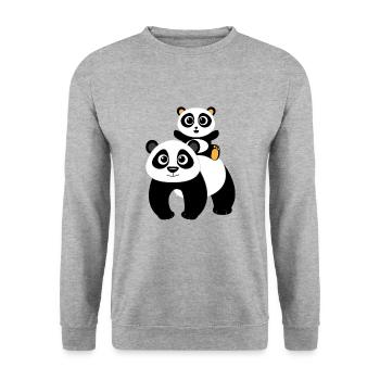 Panda bear design panda bears - Unisex Sweatshirt - salt & pepper - Front - Alina (178cm) & Michal (187cm)
