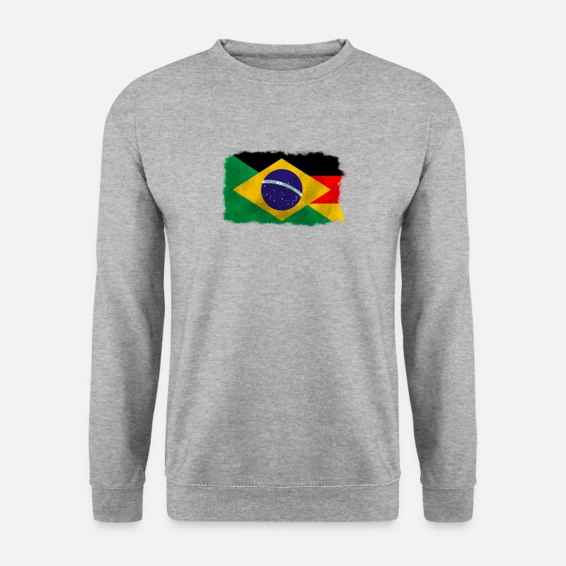 Brasilien und Deutschland Flagge Freundschaft - Unisex Pullover - Weißgrau meliert