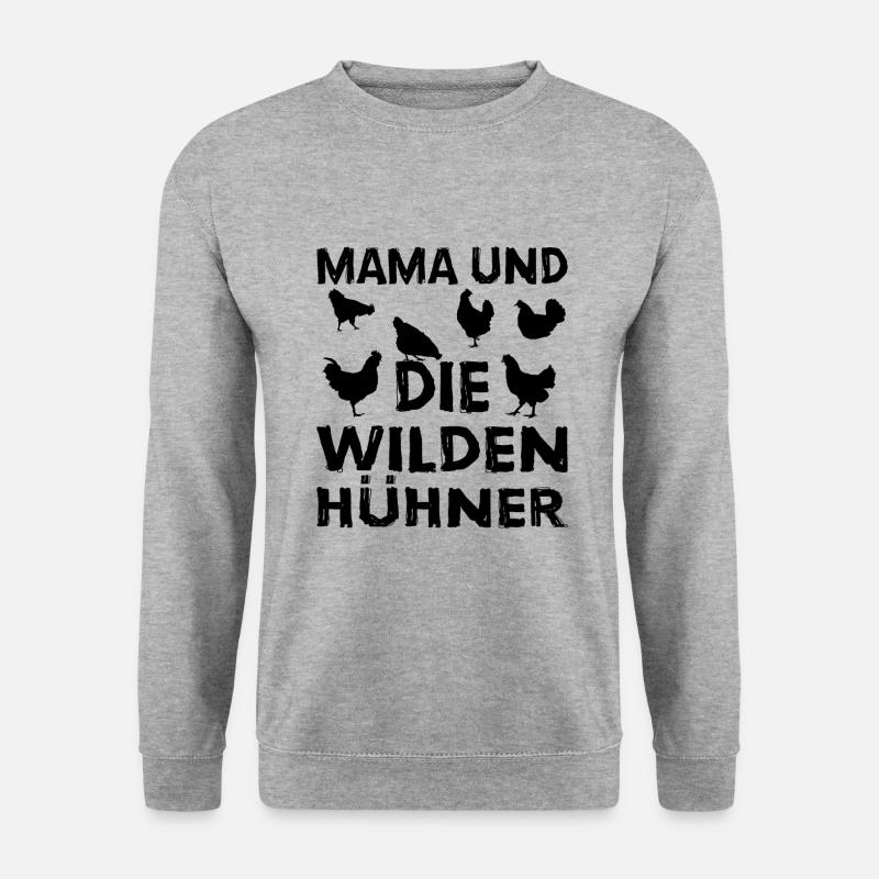 Hühner Mama - Unisex Pullover - Weißgrau meliert