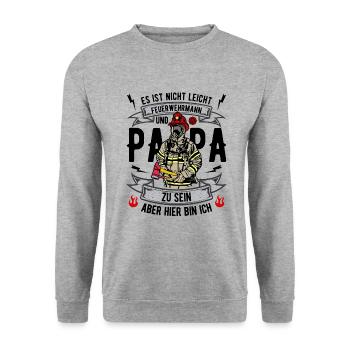 Feuerwehr Papa - Unisex Pullover - Weißgrau meliert - Vorne - Alina (178cm) & Michal (187cm)