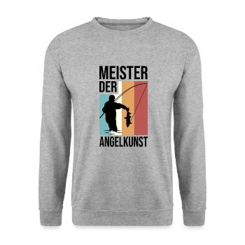 Angeln Angler Retro - Unisex Pullover - Weißgrau meliert - Vorne - Alina (178cm) & Michal (187cm)