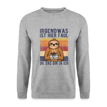 Faulenzer Faultier Faulheut - Unisex Pullover - Weißgrau meliert - Vorne - Alina (178cm) & Michal (187cm)
