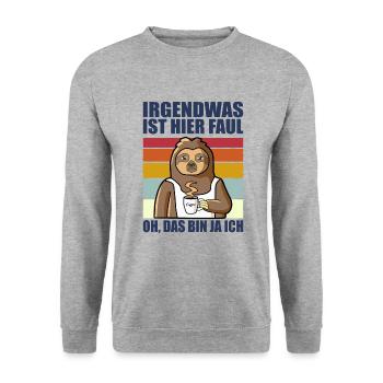 Faultier Büro Arbeitskollegen - Unisex Pullover - Weißgrau meliert - Vorne - Alina (178cm) & Michal (187cm)