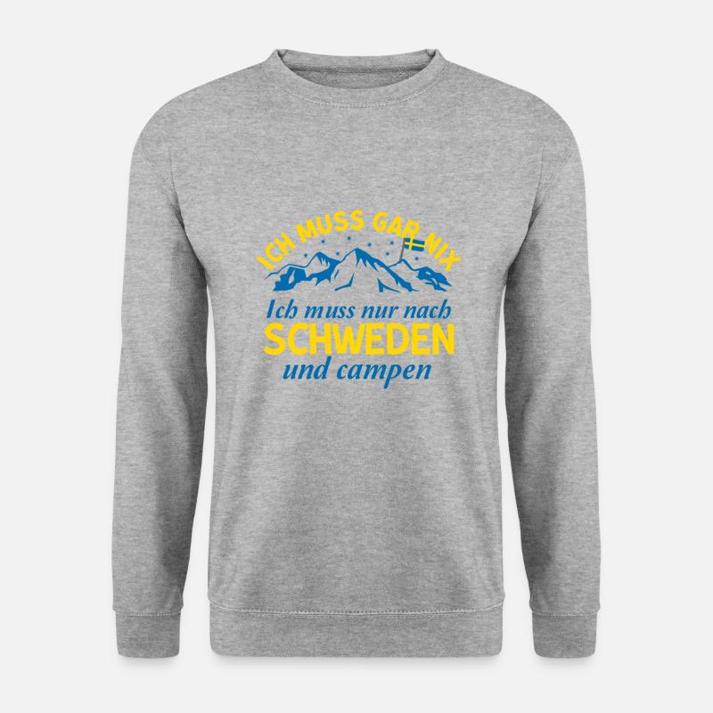 Ich muss gar nix ich muss nur nach Schweden camp - Unisex Pullover - Weißgrau meliert