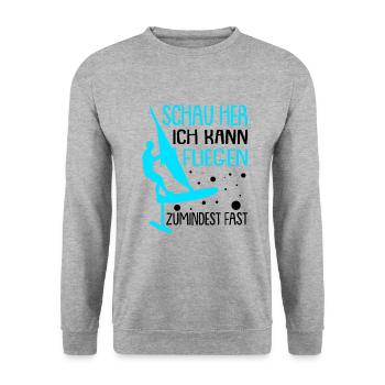 Windsurfen mit Foil Foilsurfen - Unisex Pullover - Weißgrau meliert - Vorne - Alina (178cm) & Michal (187cm)