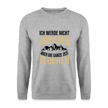 Ich werde nicht aufgeben aber Fluchen - Unisex Pullover - Weißgrau meliert - Vorne - Alina (178cm) & Michal (187cm)