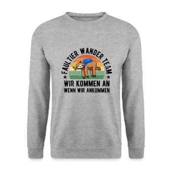 Sloth Hiking Team - Unisex Pullover - Weißgrau meliert - Vorne - Alina (178cm) & Michal (187cm)
