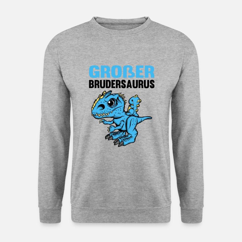 Großer Bruder 2021 Dinosaurier - Unisex Pullover - Weißgrau meliert