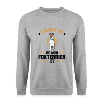 Foxterrier - Unisex Pullover - Weißgrau meliert - Vorne - Alina (178cm) & Michal (187cm)
