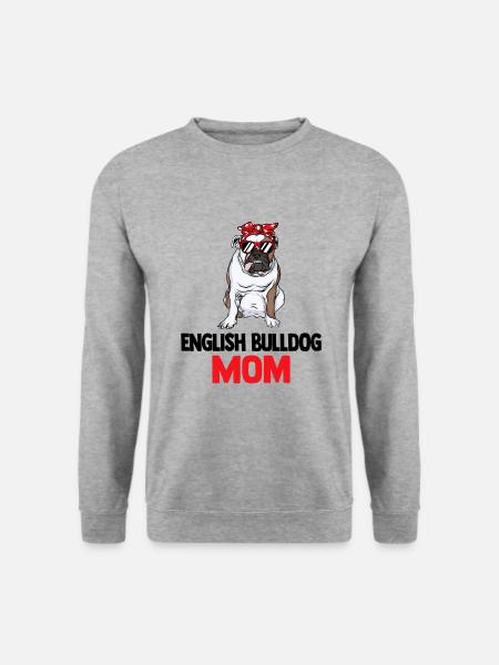 Old English Bulldog Mom - Unisex Pullover - Weißgrau meliert