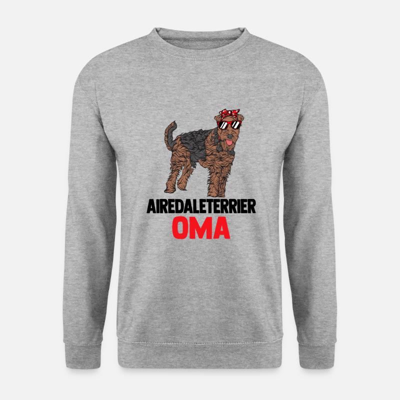 Airedale Terrier - Unisex Pullover - Weißgrau meliert