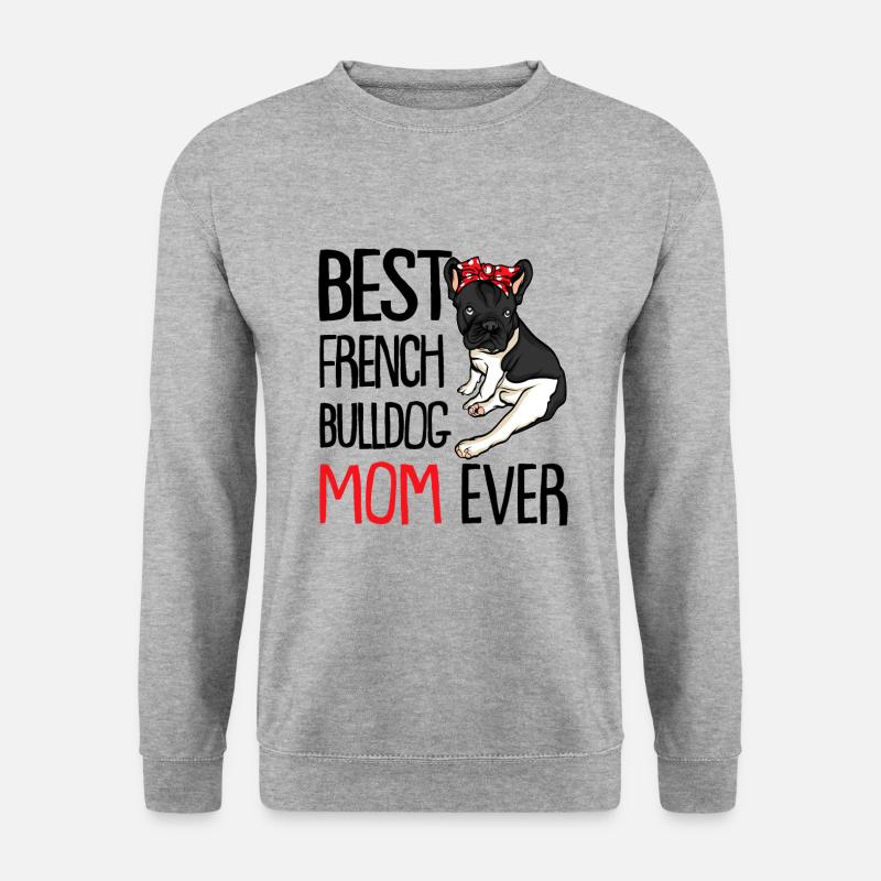 Französische Bulldogge - Unisex Pullover - Weißgrau meliert