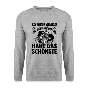 Quad - Unisex Pullover - Weißgrau meliert - Vorne - Alina (178cm) & Michal (187cm)
