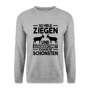 Ziege - Unisex Pullover - Weißgrau meliert - Vorne - Alina (178cm) & Michal (187cm)