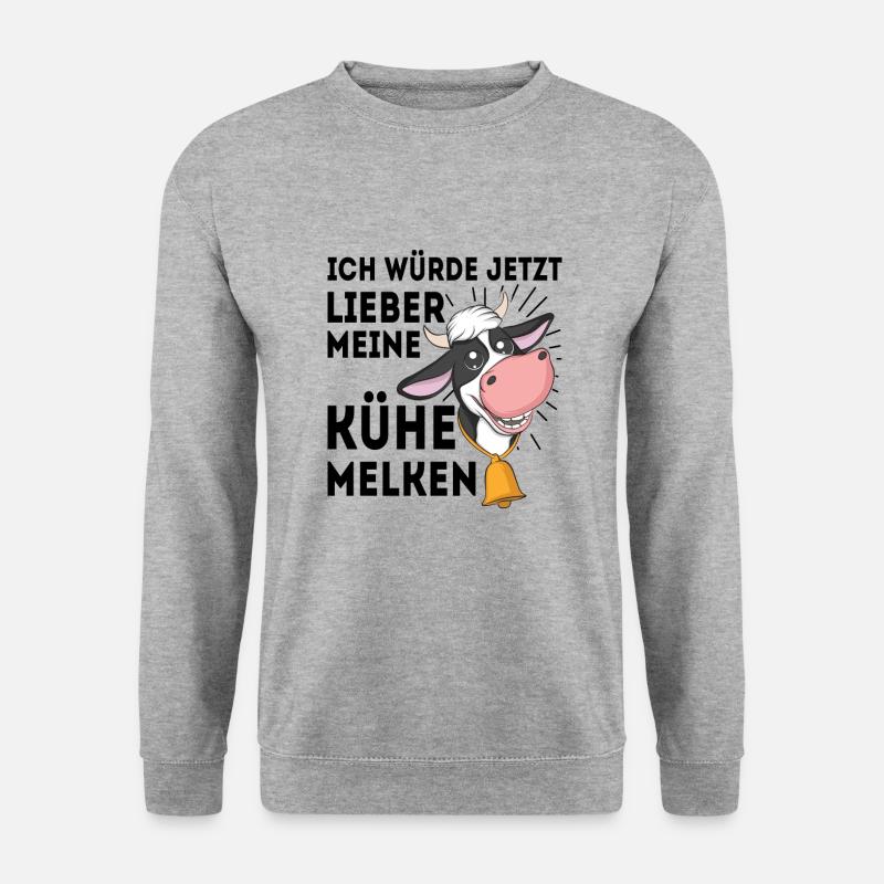 Kuh - Unisex Pullover - Weißgrau meliert