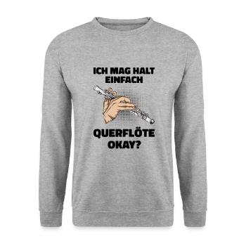Querflöte - Unisex Pullover - Weißgrau meliert - Vorne - Alina (178cm) & Michal (187cm)