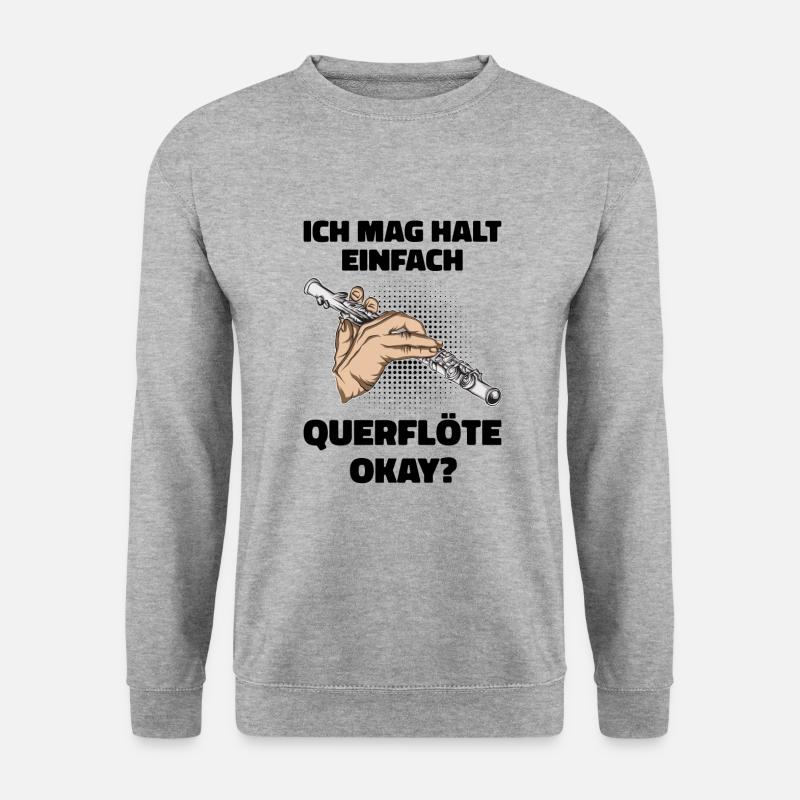 Querflöte - Unisex Pullover - Weißgrau meliert