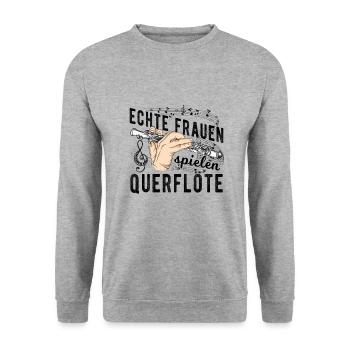 Querflöte - Unisex Pullover - Weißgrau meliert - Vorne - Alina (178cm) & Michal (187cm)