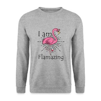Flamant - Sweat-shirt Unisexe - gris chiné - Devant - Alina (178cm) & Michal (187cm)