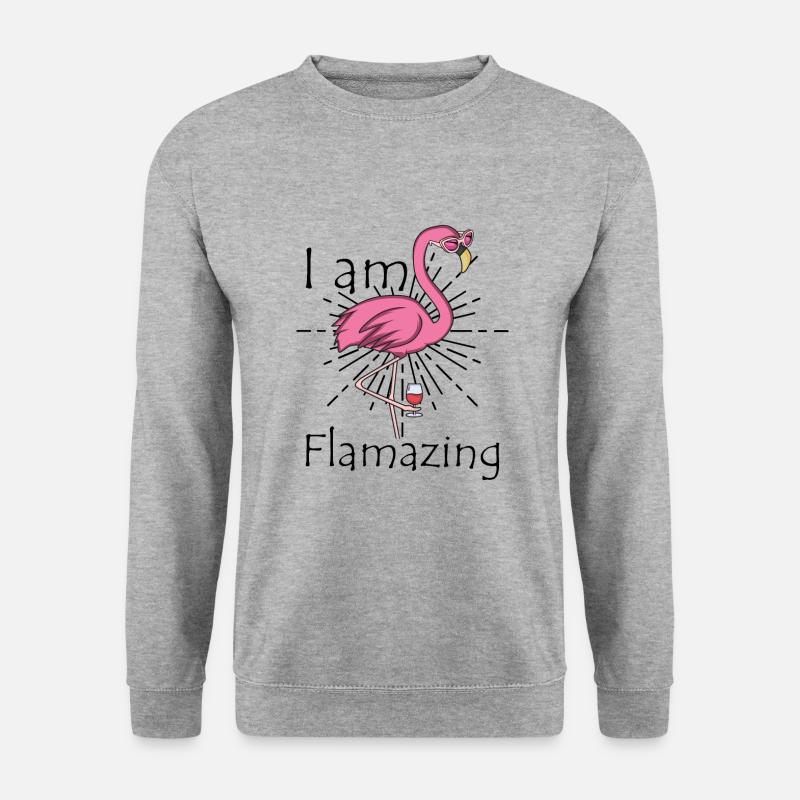 Flamingo - Unisex Pullover - Weißgrau meliert