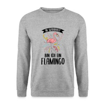 Flamingo - Unisex Pullover - Weißgrau meliert - Vorne - Alina (178cm) & Michal (187cm)