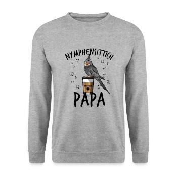 Nymphensittich - Unisex Pullover - Weißgrau meliert - Vorne - Alina (178cm) & Michal (187cm)