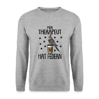 Nymphensittich - Unisex Pullover - Weißgrau meliert - Vorne - Alina (178cm) & Michal (187cm)