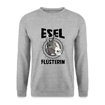 Bauer Esel - Unisex Pullover - Weißgrau meliert - Vorne - Alina (178cm) & Michal (187cm)
