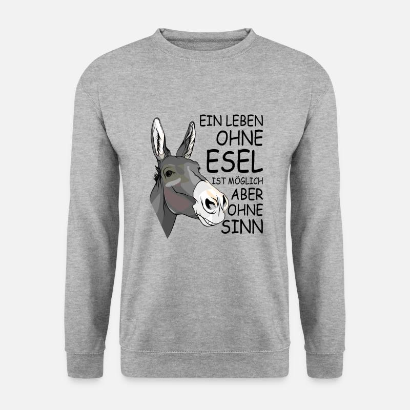 Bauer Esel - Unisex Pullover - Weißgrau meliert