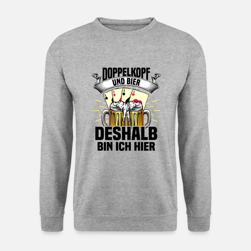 Doppelkopf - Unisex Pullover - Weißgrau meliert