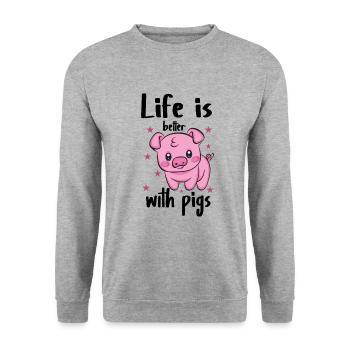 Pig - Unisex Sweatshirt - salt & pepper - Front - Alina (178cm) & Michal (187cm)