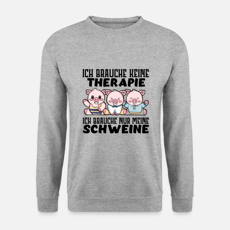 Schwein - Unisex Pullover - Weißgrau meliert