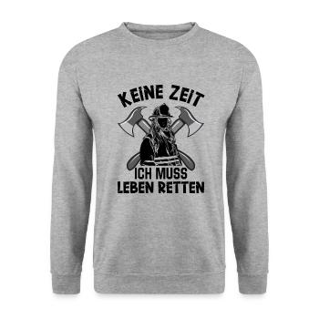 Feuerwehrfrau - Unisex Pullover - Weißgrau meliert - Vorne - Alina (178cm) & Michal (187cm)