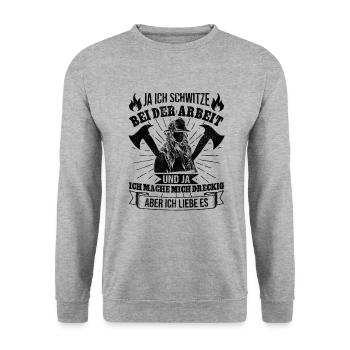 Feuerwehrfrau - Unisex Pullover - Weißgrau meliert - Vorne - Alina (178cm) & Michal (187cm)