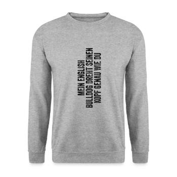 English Bulldog - Unisex Pullover - Weißgrau meliert - Vorne - Alina (178cm) & Michal (187cm)