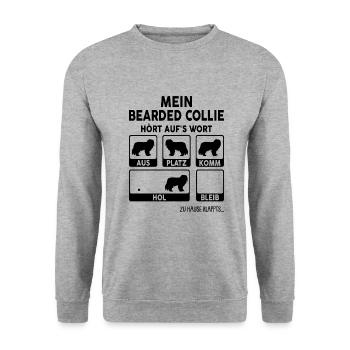 Bearded Collie - Unisex Pullover - Weißgrau meliert - Vorne - Alina (178cm) & Michal (187cm)