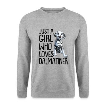 Dalmatiner - Unisex Pullover - Weißgrau meliert - Vorne - Alina (178cm) & Michal (187cm)