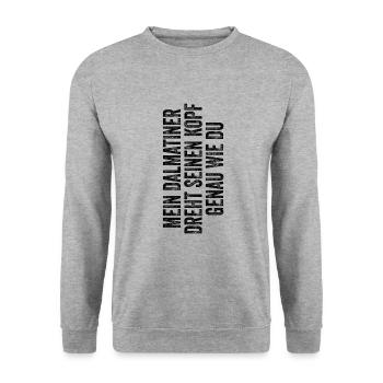 Dalmatiner - Unisex Pullover - Weißgrau meliert - Vorne - Alina (178cm) & Michal (187cm)
