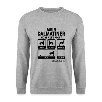 Dalmatiner - Unisex Pullover - Weißgrau meliert - Vorne - Alina (178cm) & Michal (187cm)