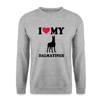 Dobermann - Unisex Pullover - Weißgrau meliert - Vorne - Alina (178cm) & Michal (187cm)